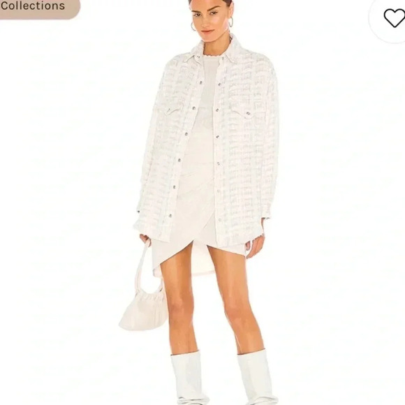 IRO NEW Marsh Metallic Ecru Silver Tweed Shacket Shirt Jacket 38 - Picture 2 of 15